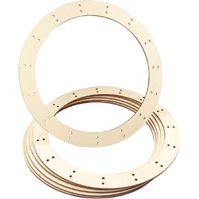 14 Inch 6 Pack Unfinished Wooden Wreath Rings Crafts Hanging Floral Hoop Garland Wood Wreath Frames for Home Decor (0.15 inch Thick,with 30 Holes)