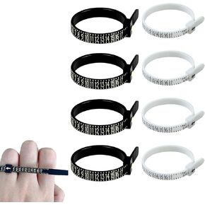 8PCS Ring Sizers, Black 1-17 Ring Sizer Measuring Tool, White Reusable Finger Size Gauge Ring Measurer, Jewelry Sizing Tool USA Rings Size