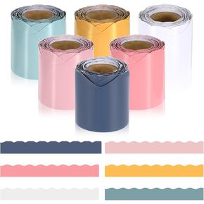 6 Rolls Colorful Borders for Bulletin Board 196.8 ft Colorful Borders for Bulletin Board Scalloped Trim Classroom Borders Decor Bulletin Board Trim for Classroom School Office Decor (6 Colors)