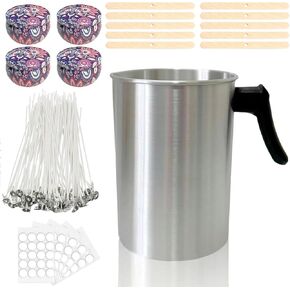 Candle Making Pouring Pot 3L Candle Wax Melting Pot Large Candle Pouring Pitcher Heat-Resistant Handle Dripless Pouring Spout Candle Jars, Wicks, Stickers Wicks Holders Large Candle Pouring Pot