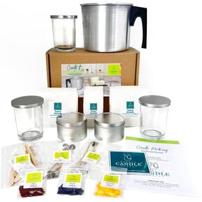 Suave Container Wax Blend Making Comply Making Kit | طقم صنع شمعة DIY للمبتدئين | 2.5 رطل من مزيج الشمع suave وإكمال إمدادات صنع الشموع | يشمل ، إبريق ، فتيل ، حاويات ، وأكثر من ذلك