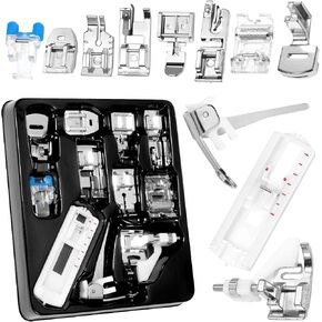 11 Pieces Sewing Machine Presser Foot Set Fits for Most Low Shank Snap-On Singer, Brother, Babylock, Euro-Pro, Janome, Kenmore, Sewing Machine Spare Parts Accessories