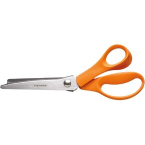 Fiskars Pinking Scissors, Length: 23 cm, for Right-Handed Users, Stainless Steel Blade/Plastic Handles, Orange, Classic, 1005130