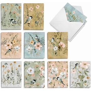 The Best Card Company Botanical Sketchbook - 20 Assorted Boxed Thank You Note Cards with Envelopes (4 x 5.12 Inch) - AM2819TYG-B2x10