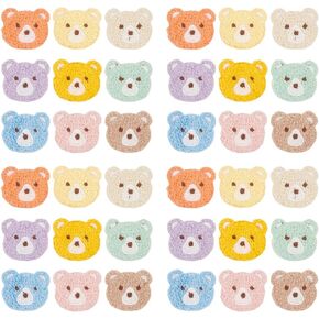 FINGERINSPIRE 36 Pcs Crochet Bear Head Applique Patches 9 Colors Little Bear Head Crochet Knitted Cloth Appliques Bear's Head Sew On Patches Repair Patch for Jacket Dress Clothes Bags DIY Accessories