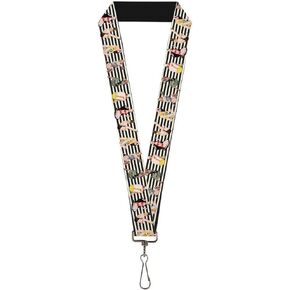 Buckle-Down Lanyard-1.0"-Pin Up Girl Poses Stripe Black/White