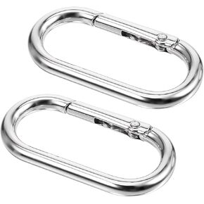 2 Pcs Spring O Ring Clip, Key Hook for Purse Key Ring Clips O Ring Clip, Oval Snap Clip Metal Rings for Crafts Purse Purse Clip Key Clip for Purse Keychain Clips for Crafts, 1.96"×0.98"(Silver)