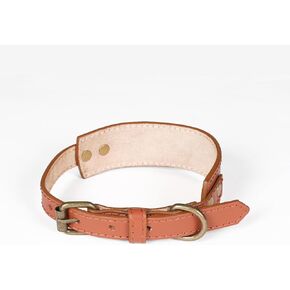Genuine Leather Dog Collar and Leash Combo with Metal Buckle, Soft Handsome Comfirtable Durable Leash and Adjustable Collar Set - 24 Inch Collar, 50 Inch Leash - Tan Brown