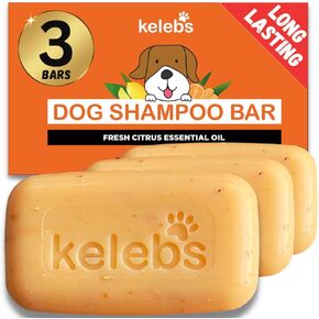 Dog Shampoo for Smelly Dogs, Natural Dog Deodorizing Shampoo Bar with Citrus Essential Oils | Eco-Friendly | Zero Plastic Waste | Vegan | 3 Pack