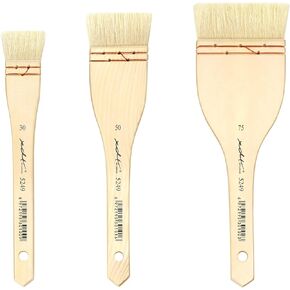 XDT#5249 Hake Artist Paint Brush 3 Piece Set Medium Soft Premium Goat #1.18in #2in #2.95in, Acrylic Oil Watercolor