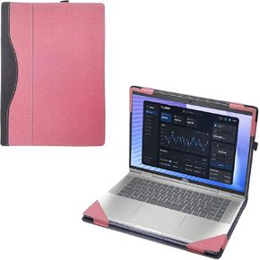 Laptop Cover Case for Dell Precision 3490/3480/3470 14 inch [not Compatible with Any Other Model] .2-in-1 PU Leather Detachable Notebook Sleeve Computer Bag Protective (Pink)