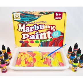 Water Marbling Paint Kit, Arts and Crafts Kit for Boys and Girls by CUBOOKI, Water Art Paint Set Ideal for Birthday Gifts for Girls & Boys Ages 6-12, 12 Vibrant Colors, Art Set for Activities