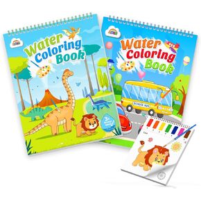 ZMLM Paint with Water Coloring Books for Toddlers - Mess Free Painting Activity for Kids - Arts & Crafts Gift Toy for Boy Girl Ages 4+ Birthday Christmas Easter Stocking Stuffers(Dinosaurs & Traffic)