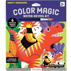 Mudpuppy Mighty Dinosaurs – Color Magic Water Reveal Kit with Illustrations of Prehistoric Dinosaurs for Children Ages 2 and Up