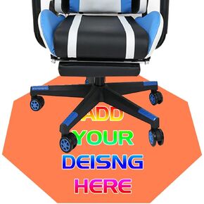 Custom Office Desk Octagonal Chair Mat 36 Inch Personalized Photo Text Logo Customized Gaming Chair Mats Carpets for Office Home, 1PC, Blank Black
