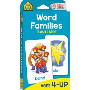 School Zone - Word Families Flash Cards - Ages 4 and Up, Preschool, Kindergarten, Beginning and Ending Sounds, Rhymes, Spelling, Early Reading, and More