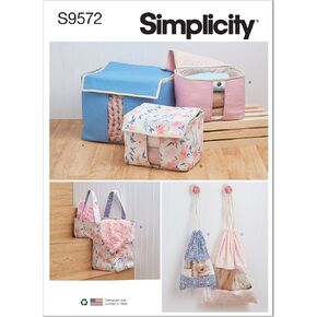 Simplicity Home Storage Organizers Sewing Pattern Kit, Code S9572, One Size, Multicolor