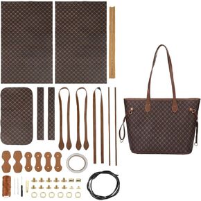WADORN DIY PU Leather Tote Bag Kit, DIY PU Leather Crossbody Bags Sew on Making Kit Handmade Shoulder Bags Kintting Kit Tool Screwdriver for Women Gifts Handmade Projec DIY Craft Making Kit, Brown