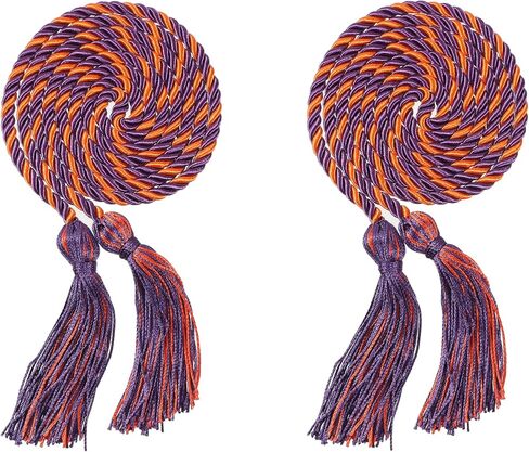 2Pcs Graduation Multi Color Braided Honor Cords with Tassel for High School Bachelor Master Doctor 68" Long (Purple Orange) in Saudi Arabia