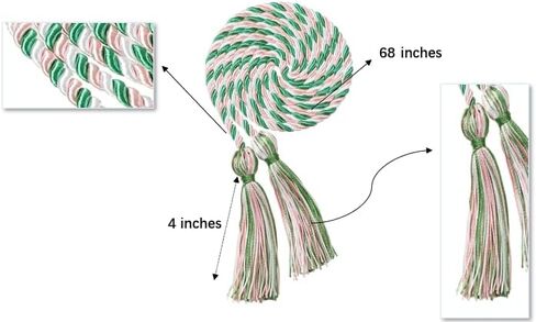 2Pcs Graduation Multi Color Braided Honor Cords with Tassel for High School Bachelor Master Doctor 68" Long (Purple Orange) in Saudi Arabia