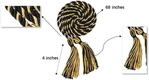 2Pcs Graduation Multi Color Braided Honor Cords with Tassel for High School Bachelor Master Doctor 68" Long (Purple Orange) in Kuwait