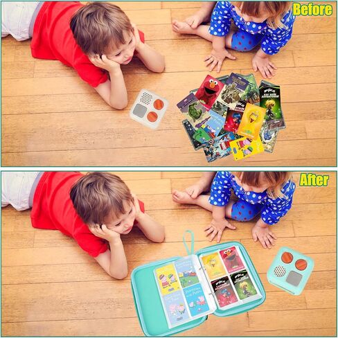 علبة بطاقة لبطاقات Yoto - ملحق Kids ، مجلد محمول ناعم مع Zipper و 96 Pockets Player و Mini Audiobook Cards ، حامل Card Binder مع Yoto Mini Silicone Case for Travel (Green) in Kuwait