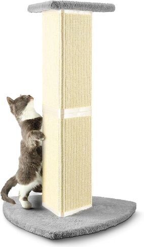 Cat Scratfer Post 26 بوصة Cat Scratcher مع Triangle SiSAL Natural Bailar Design Post Cat Tower مع قاع أقصى وعمود. in Kuwait