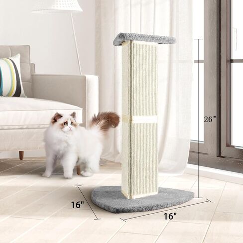 Cat Scratfer Post 26 بوصة Cat Scratcher مع Triangle SiSAL Natural Bailar Design Post Cat Tower مع قاع أقصى وعمود. in Kuwait
