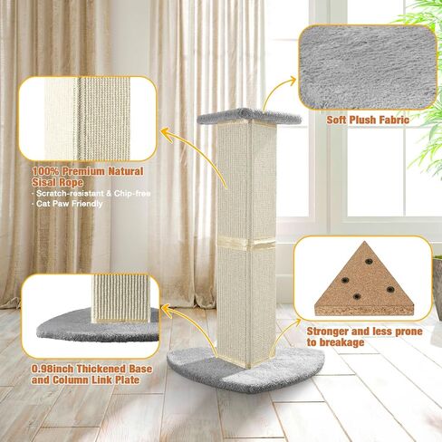 Cat Scratfer Post 26 بوصة Cat Scratcher مع Triangle SiSAL Natural Bailar Design Post Cat Tower مع قاع أقصى وعمود. in Kuwait
