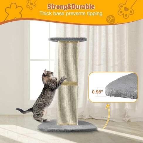 Cat Scratfer Post 26 بوصة Cat Scratcher مع Triangle SiSAL Natural Bailar Design Post Cat Tower مع قاع أقصى وعمود. in Kuwait
