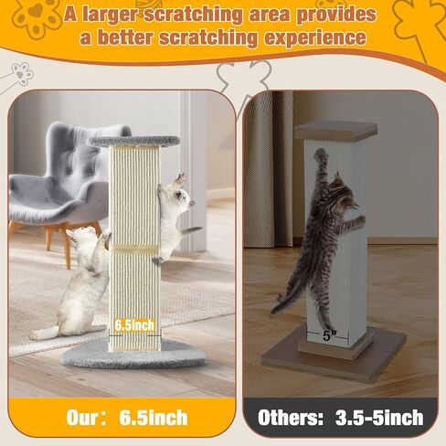 Cat Scratfer Post 26 بوصة Cat Scratcher مع Triangle SiSAL Natural Bailar Design Post Cat Tower مع قاع أقصى وعمود. in Kuwait