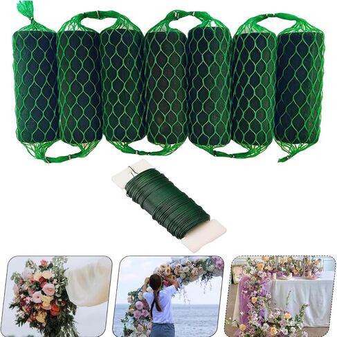 7PCS Floral Foam Garland - 4.6Ft Floral Foam Garland for Fresh Flowers,Arch Door Tabletop for Artificial Flowers Arrangement for Wedding Garden Home Decor(Floral Wire x1) in Saudi Arabia