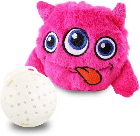 Petbobi Interactive Dog Toys Monster Active Ball for Dogs with Batteries, Self Moving Balls and Plush Cover for Small & Medium Dogs to Chase, Dog Toy Squeaky Crazy Bouncer Ball, Pink Bobby in Saudi Arabia