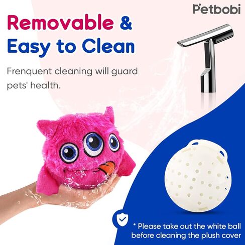 Petbobi Interactive Dog Toys Monster Active Ball for Dogs with Batteries, Self Moving Balls and Plush Cover for Small & Medium Dogs to Chase, Dog Toy Squeaky Crazy Bouncer Ball, Pink Bobby in Saudi Arabia