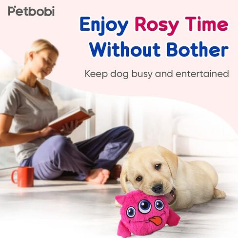 Petbobi Interactive Dog Toys Monster Active Ball for Dogs with Batteries, Self Moving Balls and Plush Cover for Small & Medium Dogs to Chase, Dog Toy Squeaky Crazy Bouncer Ball, Pink Bobby in Saudi Arabia
