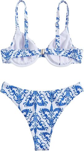 SweatyRocks Women's 2 Piece Swimsuit Zebra Stripe Push Up Bikini Sets in Kuwait