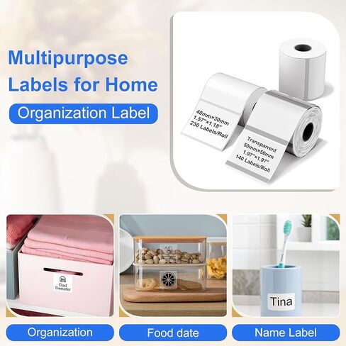 الملصقات الحرارية لـ M110/M221/M220/M120/M200 ، 1.57 "x1.18" (40 × 30 مم) ، 690 علامة/3 لفات ، متوافقة مع صانع الملصقات phomemo ، ملصقات لاصقة متعددة الأغراض للباركود/الشعار/المنزل علامة in Kuwait