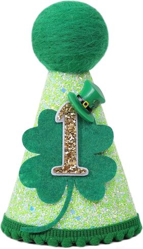 St Patrick's Day 1st Birthday Hat - Boys Girls First Birthday Party Decorations,Green Shamrock Birthday Crown Outfit in Kuwait