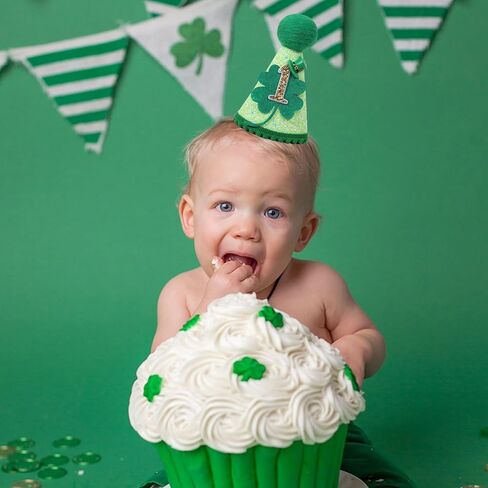 St Patrick's Day 1st Birthday Hat - Boys Girls First Birthday Party Decorations,Green Shamrock Birthday Crown Outfit in Kuwait
