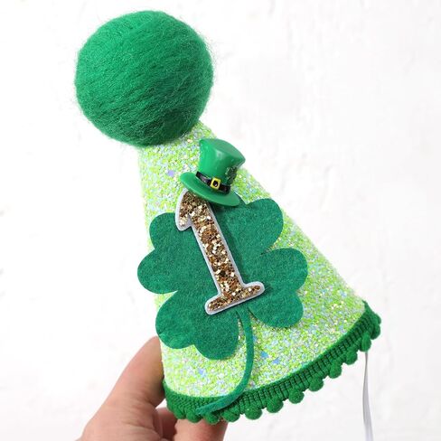 St Patrick's Day 1st Birthday Hat - Boys Girls First Birthday Party Decorations,Green Shamrock Birthday Crown Outfit in Kuwait