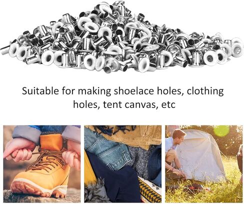 500pcs نحاس وثقوب النحاس 2 مم حفرة داخلية الحلقات ملونة مجموعة لأحذية الملابس حقيبة DIY الحرف اليهود مجموعات grommet (أبيض) in Saudi Arabia
