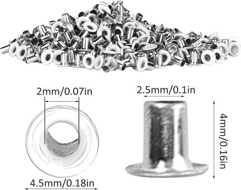 500pcs نحاس وثقوب النحاس 2 مم حفرة داخلية الحلقات ملونة مجموعة لأحذية الملابس حقيبة DIY الحرف اليهود مجموعات grommet (أبيض) in Saudi Arabia