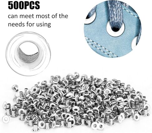 500pcs نحاس وثقوب النحاس 2 مم حفرة داخلية الحلقات ملونة مجموعة لأحذية الملابس حقيبة DIY الحرف اليهود مجموعات grommet (أبيض) in Saudi Arabia