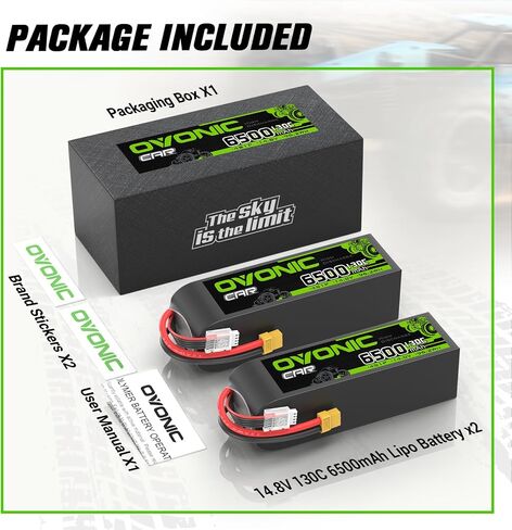 OVONIC 4S LiPo Battery 6500mAh 14.8V 130C RC Battery with XT60 to TRA Connector in Saudi Arabia