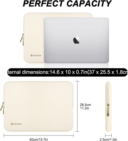 ARVOK 15 15.6 16 inch Laptop Sleeve Case,Waterproof Notebook Cover for MacBook Air 15 MacBook Pro 15 16 inch, Computer Carrying Bag for HP ThinkPad Dell Lenovo Asus Acer MSI, White in Kuwait