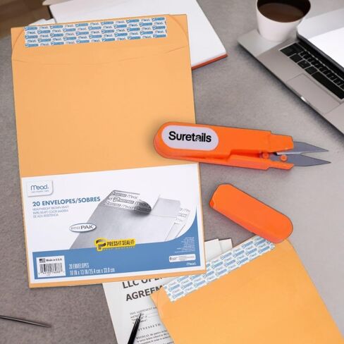 Press-It Occase ، 10 × 13 بوصة ، 12.5 أوقية ، حزمة Office من 20 | مجمعة مع مقصات التطريز Suretails ، الأبيض ، الإغلاق ، فسيحة للوثائق القانونية - [حزمة 4] in Kuwait