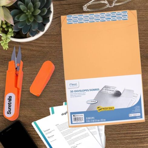 Press-It Occase ، 10 × 13 بوصة ، 12.5 أوقية ، حزمة Office من 20 | مجمعة مع مقصات التطريز Suretails ، الأبيض ، الإغلاق ، فسيحة للوثائق القانونية - [حزمة 4] in Kuwait