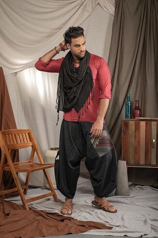 The Veshti Company Harem Pajama Yoga Pants for Men, 100% Cotton Baggy Loose Hippie Aladdin Oversized Casual Joggers Pants in Kuwait