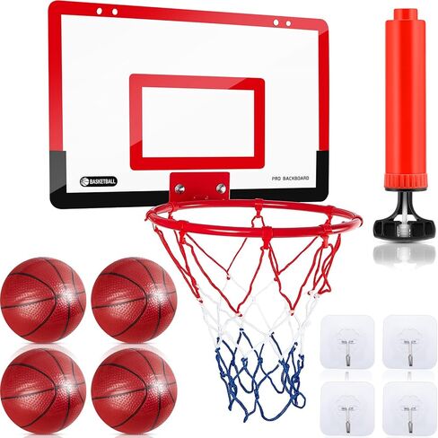 Deekin Indoor Mini Basketball Hoop مجموعة مع 4 كرات وملحقات كرة السلة الأخرى فوق غرفة السلة غرفة السلة للبالغين هدايا عيد ميلاد عيد ميلاد الباب وجدار in Kuwait