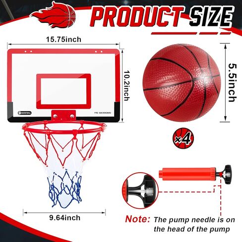Deekin Indoor Mini Basketball Hoop مجموعة مع 4 كرات وملحقات كرة السلة الأخرى فوق غرفة السلة غرفة السلة للبالغين هدايا عيد ميلاد عيد ميلاد الباب وجدار in Kuwait